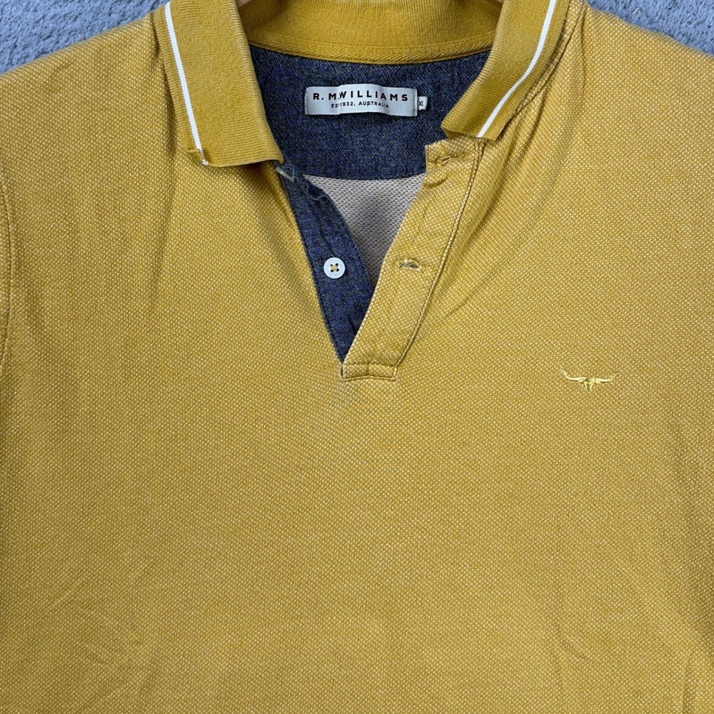 R.M. Williams Shirt Polo Mens Xl Mustard Rugby Short Sleeve Casual Outdoor Logo — image 6 of 8